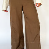 Wide Leg Pants-Brown - Ana Patricia Boutique