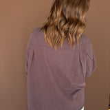 Classic Oversized Long Sleeve Top-Brown