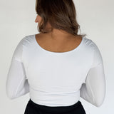 Butter Round Long Sleeve Top- White