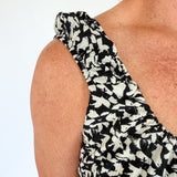 Abstract Print Midi Dress- Black/Ivory