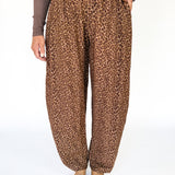 Leopard Pleated Barrel Pants
