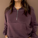 Half Zip Scuba Pullover- Cocoa