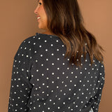 Polka Dot Off the Shoulder Top- Navy