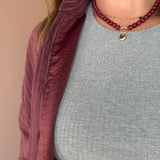 Pinstripe Button Up Top- Wine