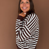 Striped Crewneck Sweater-Brown/Blue
