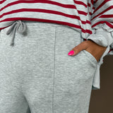 Pintuck Wide Leg Pants- Grey