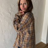 Oversized Plaid Button Up- Oatmeal - Ana Patricia Boutique