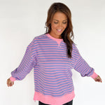 Stripe Comfy Pullover-Lavender/Pink - Ana Patricia Boutique