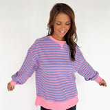 Stripe Comfy Pullover-Lavender/Pink - Ana Patricia Boutique