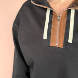 Color Block Zip Up Pullover