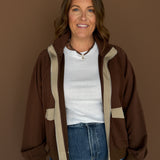 Scuba Colorblock Zip Up- Brown