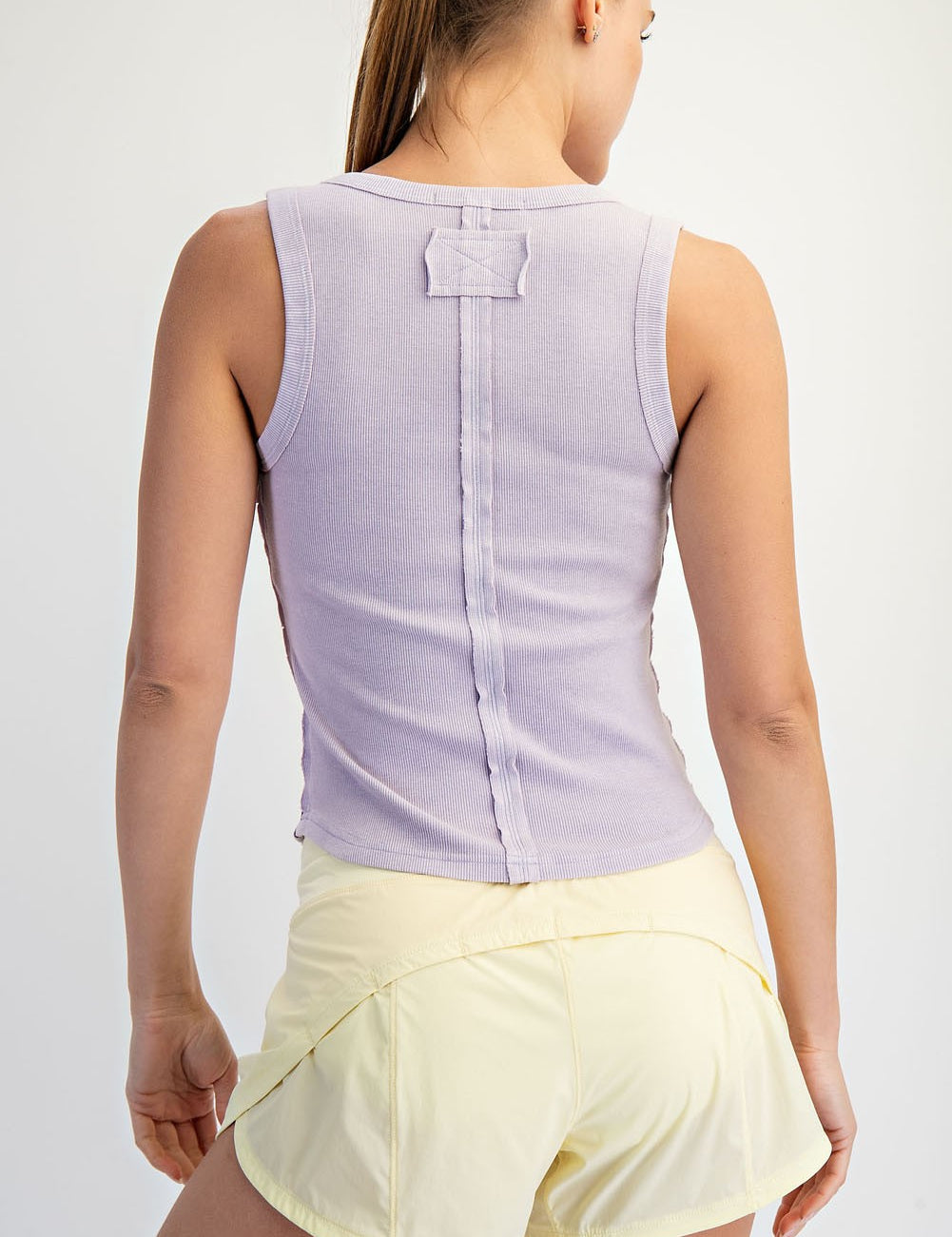 Mineral Wash Ribbed Tank: Lavender - Ana Patricia Boutique
