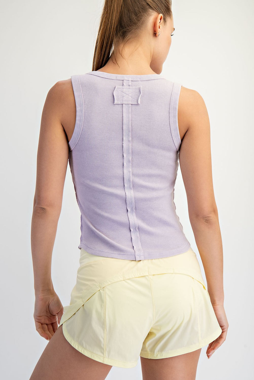 Mineral Wash Ribbed Tank: Lavender - Ana Patricia Boutique