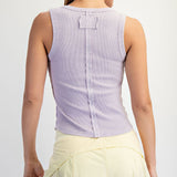 Mineral Wash Ribbed Tank: Lavender - Ana Patricia Boutique