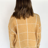Checkered Crew Sweater- Marigold