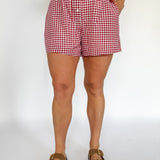 Gingham Boxer Shorts- Red