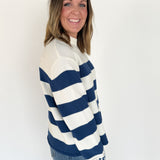 Contrasting Stripe Sweater- Navy