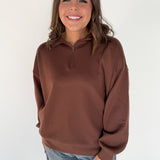 Scuba Half Zip Pullover- Brown