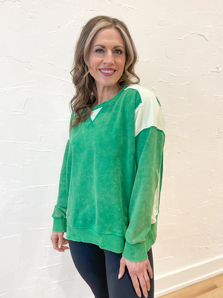 Two Tone Pullover- Green