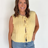 Front Tie Sweater Vest- Butter Yellow