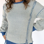 Oversized Waffleknit Pullover- Navy - Ana Patricia Boutique