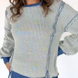 Oversized Waffleknit Pullover- Navy - Ana Patricia Boutique