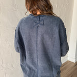 Ribbed Mineral Wash Pullover- Navy - Ana Patricia Boutique