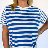 Striped Contrast Tee- Blue
