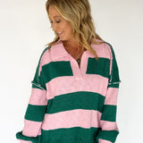 Bold Stripe Sweater- Pink/Green