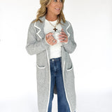 Lapel Collar Cardigan- Grey