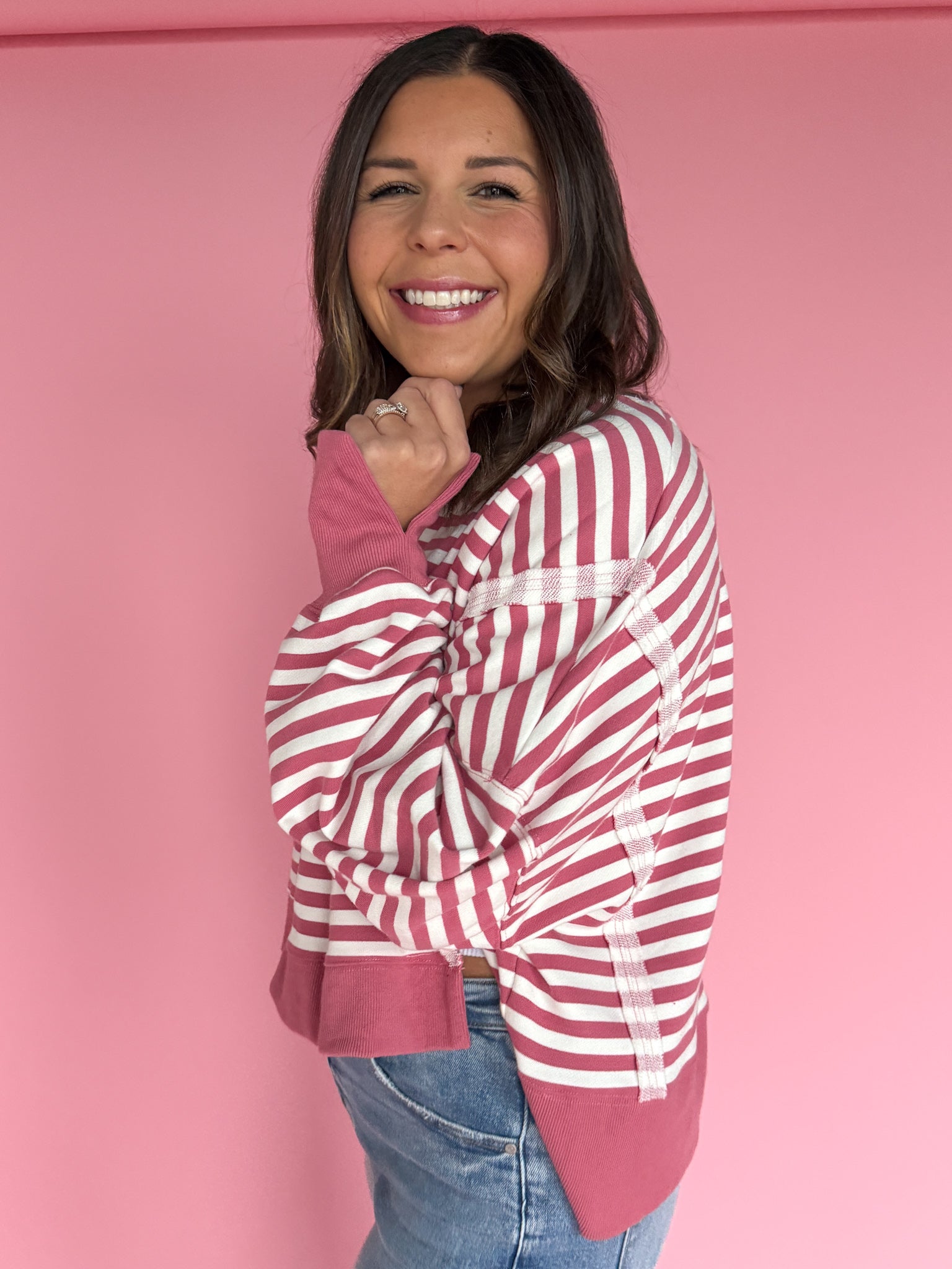 Striped Pullover- Mauve - Ana Patricia Boutique