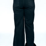 90's Cuff Hem Straight Jeans -Black