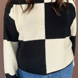 Checkered Sweater- Black/Alpaca