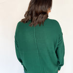 V Neck Waffleknit Cardigan- Dark Green - Ana Patricia Boutique