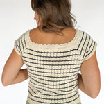 Square Neck Crochet Top- Cream/Black - Ana Patricia Boutique