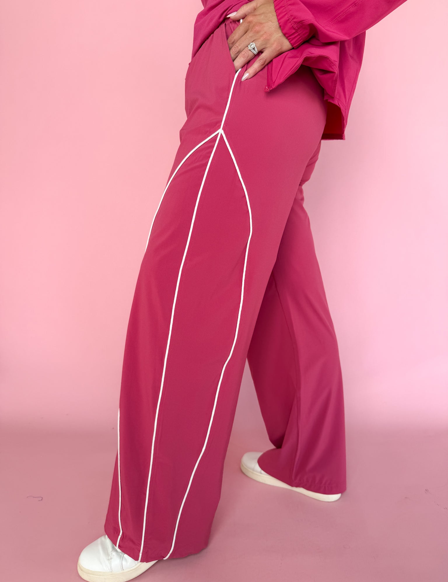 Curved Track Pants- Pink - Ana Patricia Boutique