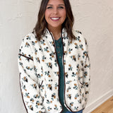 Floral Sherpa Jacket- Cream