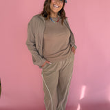 Peplum Windbreaker Jacket- Taupe - Ana Patricia Boutique