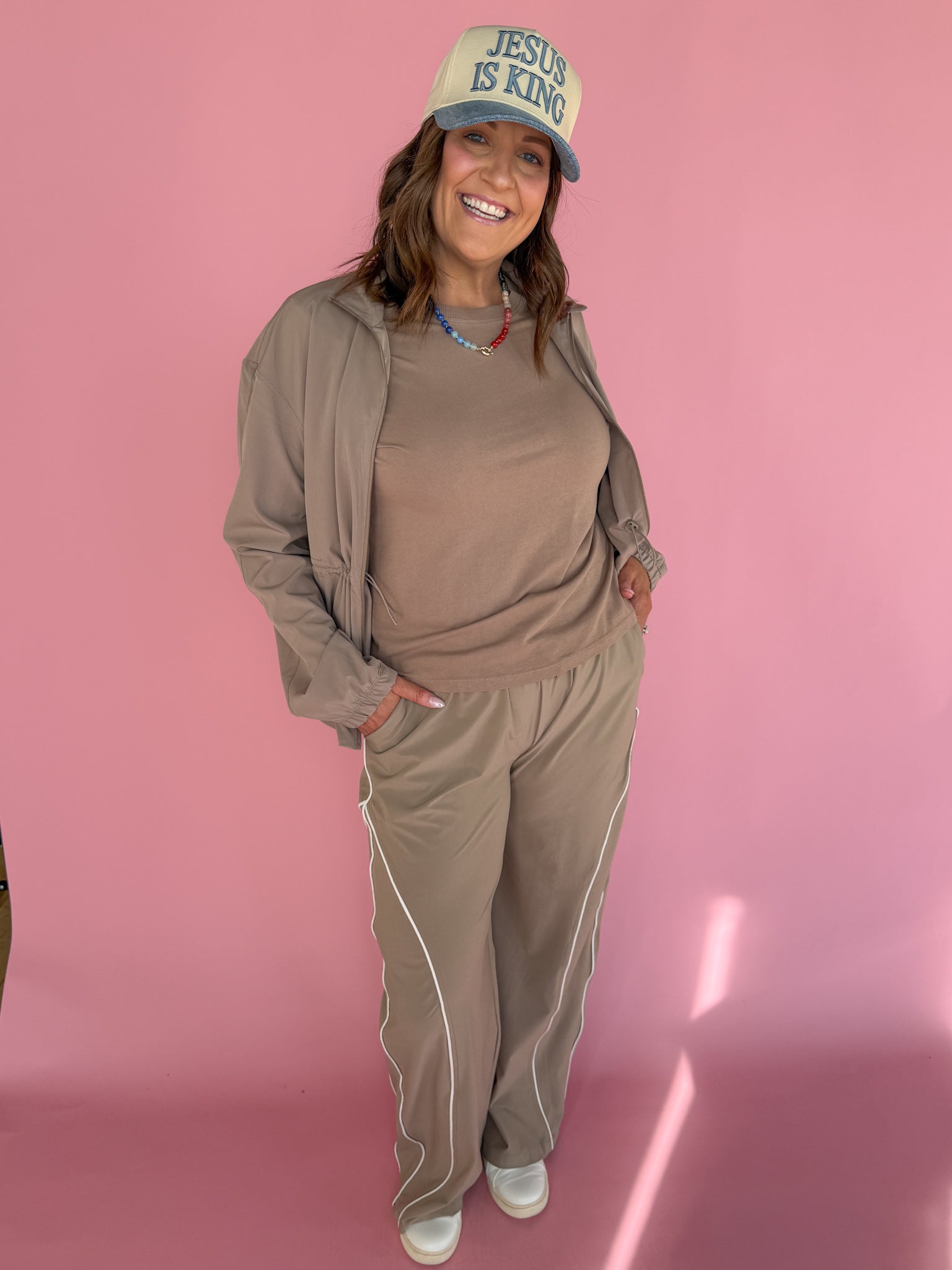 Peplum Windbreaker Jacket- Taupe - Ana Patricia Boutique