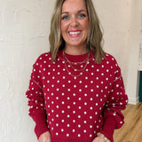 Polka Dot Sweater- Red