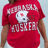 Nebraska Helmet Tee- Red