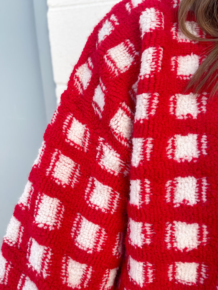 The Ally Sweater- Red/Ivory