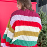 Colorblock Chunky Sweater- Red Combo