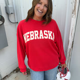 Ribbed Nebraska Pullover- Red
