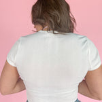 Pointelle Short Sleeve Top- White - Ana Patricia Boutique