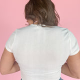 Pointelle Short Sleeve Top- White - Ana Patricia Boutique