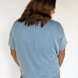 Corded Ribbed Top- Blue