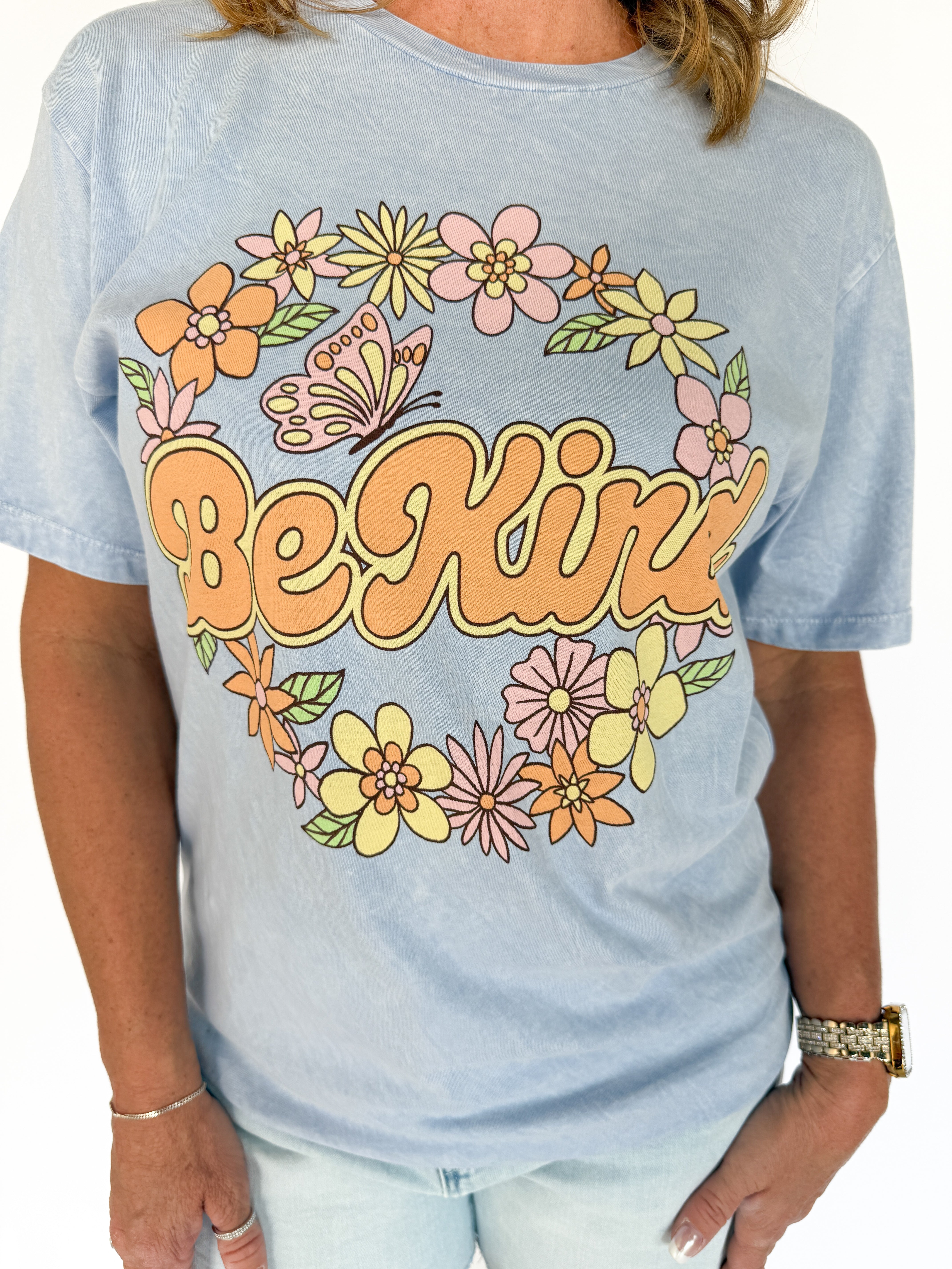 Be Kind Graphic Tee- Blue - Ana Patricia Boutique