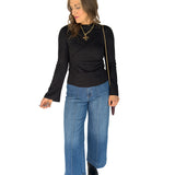 Raglan Long Sleeve Top- Black