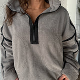 Oversized Fleece Pullover-Grey - Ana Patricia Boutique